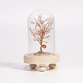 Clear quartz crystal tree in glass dome with light wood base and green gravel - White Crystal / 13*7.5cm / No Box
