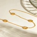Minimalist 18k gold stainless steel necklace featuring four detailed seashell pendants - Four Shell Necklace (H1243)
