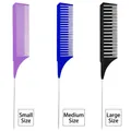 Pettini professionali a coda in metallo per parrucchieri in viola, blu e nero - Viola Blu Nero
