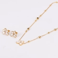 Elegant gold cloud pearl necklace and earrings jewelry set for women with floral accents - Gold