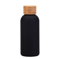 Minimalist 350ml black matte stainless steel vacuum flask with natural bamboo lid - 350ml / Ink Black