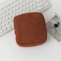 Compact brown corduroy cosmetic organizer pouch for makeup and daily essentials - Dark Coffee