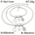 Minimalist heart and pearl stainless steel snake chain jewelry set in silver tone - Hamsa Hand / Bracelet / Silver
