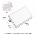 White faux leather jewelry display ramp for 10 necklaces with anti-slip back hooks - Horizontal Chain Stand (White & Silver)
