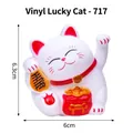 Maneki Neko lucky cat figurine decoration in white vinyl, 6.3cm height for cake topper - Style F Non-Waving Lucky Cat