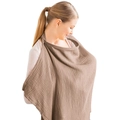 Cotton breastfeeding cover for nursing mothers, breathable double layer nursing shawl brown. - Muslin Iron Buckle Style / 70*100cm / Camel