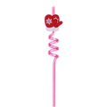 Pink spiral straw featuring a red snowflake glove ornament for Christmas party decor - Snowflake Glove / Pink