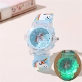 Orologio luminoso per bambini con unicorno e cinturino in silicone blu e LED - Celeste