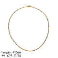 Detail van kleurrijke kralenketting met gouden buisjes 415mm lang en 2,5g gewicht - Multi-color Buis en Kralen Ketting (TN3343)