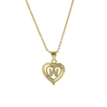 18k gold heart pendant necklace featuring sparkling crystal letter W on a white background - Necklace W