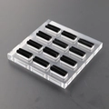 Acrylic 12-slot ring display stand with black velvet inserts on a transparent base - 12 Slots Clear Base Black Velvet 12*12CM