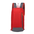Lightweight nylon backpack in red and grey color contrast with front zipper pocket - Red Patchwork