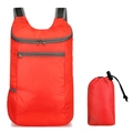 Lightweight foldable red outdoor travel backpack with matching compact storage pouch - Red