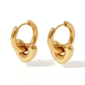 Orecchini a cuore in oro lucido in acciaio inossidabile con chiusura a cerchio - Ciondolo a Cuore (KDE842) / Oro