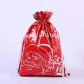Red 3D drawstring Christmas gift bag with Santa Claus motif and Merry Christmas text - 58*43 Santa Red