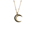 Detalle del colgante de luna dorada con esmalte negro e incrustación de circonita - Negro