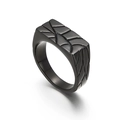 Anillo de hombre en acero inoxidable negro mate con grabado geométrico moderno - US 6 / Negro