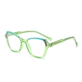 Occhiali anti-luce blu cat-eye in verde traslucido con dettagli di colore alla moda - Lente Trasparente Anti Luce Blu / Verde Trasparente