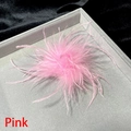 Elegant pink ostrich feather brooch and hair clip for party and banquet styling - Pink