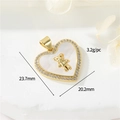14K vergulde hart hanger met parelmoer en teddybeer motief, maat 23,7mm x 20,2mm - 12628 Witte Schelp Beer