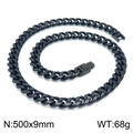 Men's 500x9mm black punk Cuban chain necklace in polished stainless steel finish - 500mm x 9mm (KN225282-Z)