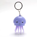 Porte-clés méduse violet mignon avec lumière et motif dessin animé pour sacs - Violet
