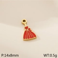 Red enamel lucky money bag pendant in stainless steel for Halloween jewelry making - Red Money Bag (KLJ10371-ZLA)