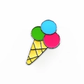 Ice cream enamel pin with blue, green, and pink scoops in a yellow cone variant - Ice Cream Cone (SL618)