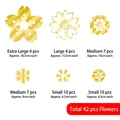 42-piece set of golden cherry blossom window stickers in brushed metal texture - T403AB-Gold