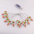 Christmas LED string lights with 10 candy cane shaped charms and battery power box - Candy Cane Style