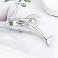 Sleek silver metal dolphin hair claw clip with smooth polished finish for women - Dolphin Shape Silver B3331