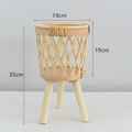 Portapiante nordico in bambù intrecciato con gambe in legno e cesto di vimini 35cm - Piccolo / Rombo
