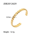 18 Karat vergoldeter Edelstahl-Armreif mit Schuppentextur, Breite 0.7cm für Damen - Muscheltextur Offener Stil / Gold