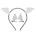 Laser silver bat wing headband and hair clips set with holographic finish for Halloween - Silver Bat Headband + #8 Silver Bat Hair Clips
