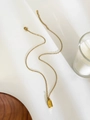 Collana in acciaio inossidabile dorato con ciondolo rettangolare e cristallo incastonato - Rettangolare