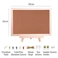 Natural cork board 30x20cm with wooden frame, stand and installation accessories kit - Natural Wood Frame (20*30cm) With Easel Stand