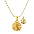 Goldene Leo und Virgo Tierkreis-Anhänger an einer glatten Schlangenkette für Damen - Jungfrau (SP343G-6)