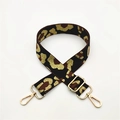 Adjustable leopard print bag strap with gold metal hooks for crossbody handbags - Brown