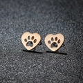 Minimalist rose gold hollow cat paw heart earrings crafted from stainless steel - 439 Rose Gold (Heart Paw)
