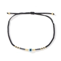 Pulsera artesanal de ojo turco con cordón negro trenzado y cierre de nudo ajustable - Negro