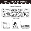 Adesivi murali per bagno in PVC autoadesivi con scritte divertenti e 29 icone per WC - Combinazione di Umorismo di Lettere Inglesi (30*90cm)