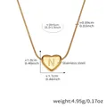 Detailed technical specs for 18k gold-plated stainless steel heart pendant necklace - 39+5cm / Letter N Gold (RP020)