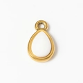 Teardrop pendant in golden stainless steel with white enamel inlay for DIY jewelry - Small / 7# White