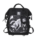 Schwarzer Ita-Bag Rucksack mit transparentem PVC-Fenster und passender kleiner Geldbörse - Schwarz