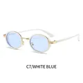 Occhiali da sole steampunk retrò con montatura bianca e lenti colorate blu chiaro - Montatura Bianca Lenti Blu