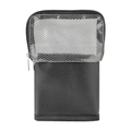 Schwarze Make-up-Pinseltasche groß mit transparentem Netzfenster und Lederboden - Schwarze Transparente Kleine Stehende Tasche