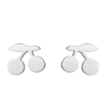 Detailed view of cherry-shaped silver stud earrings with a polished metallic finish - 430 Cherry / Steel