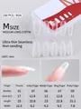 Almond shape thin press-on nails set with detailed size chart in millimeters - Medium Long Coffin (Size M)