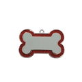 Detail of bone-shaped pet ID tag with sparkling red glitter and polished silver zinc alloy - Red