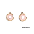 Pink donut alloy enamel pendant charm for DIY jewelry making 15x18mm size accessory - Donut